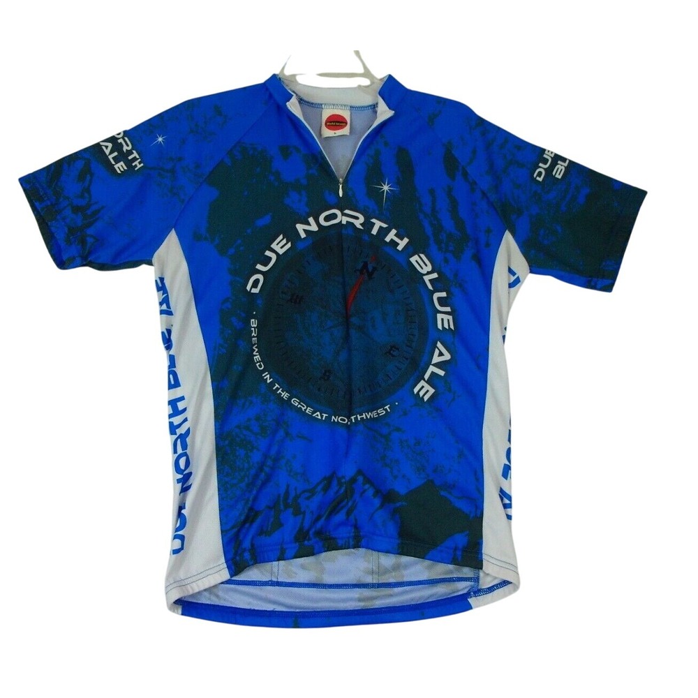 World Jerseys Due North Blue Ale Men's Cycling Jersey Large 3 Pocket
